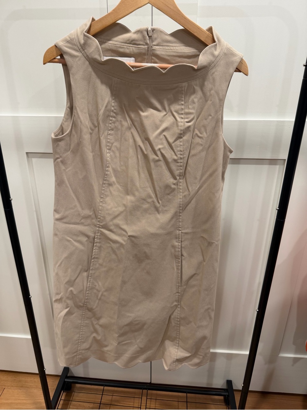 Sara Campbell Beige Scalloped Neckline Dress